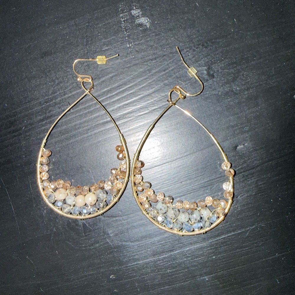 Altar'd State Gold and Cream Beaded Earrings